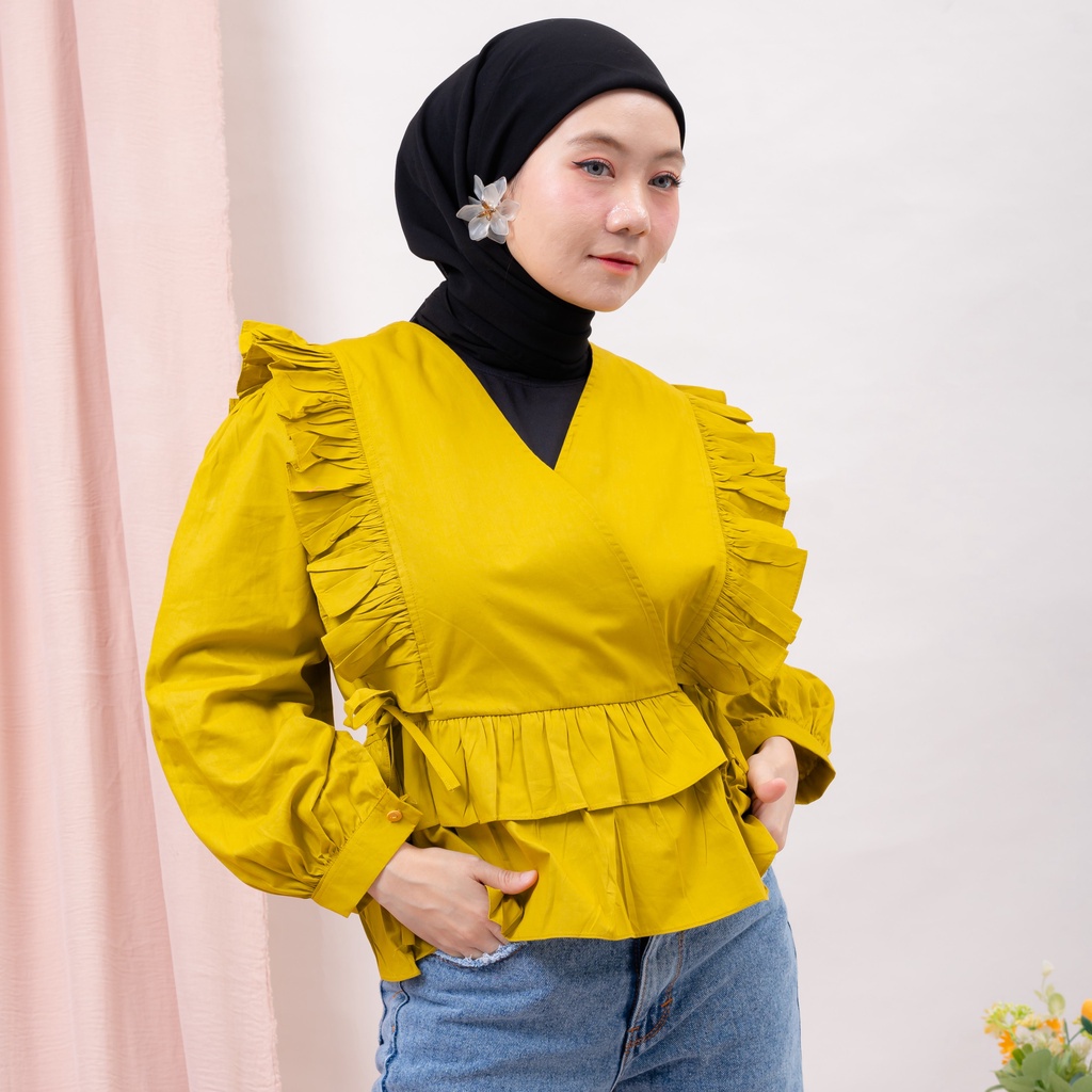 BEFAST - ZRX BLOUSE WANITA TISA / KIMI BLOUSE CRINCLE / Blouse Wanita Model Terbaru / Outfit Style Wanita Hijab Trendy / Fashion Kekinian Remaja ABG / Pakaian Wanita Kerja Terbaru / OOTD Wanita Modis / Blouse Lengan Panjang Polos Formal