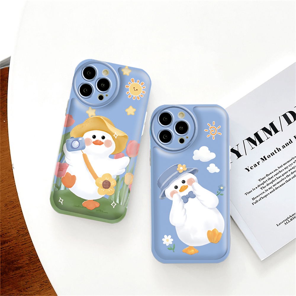 Soft Casing VIVO Y02 Y16 Y22 Y22S Y35 Y21 Y21S Y21T Y33T Y33S Y17 Y15 Y12 Y20 Y20S Y12S Y12A Y91C Y1S Y95 Y93 Y50 Y30i Y15S Y15A Bebek Kuning Dengan Tulip Bantal Udara TPU Phone Cover