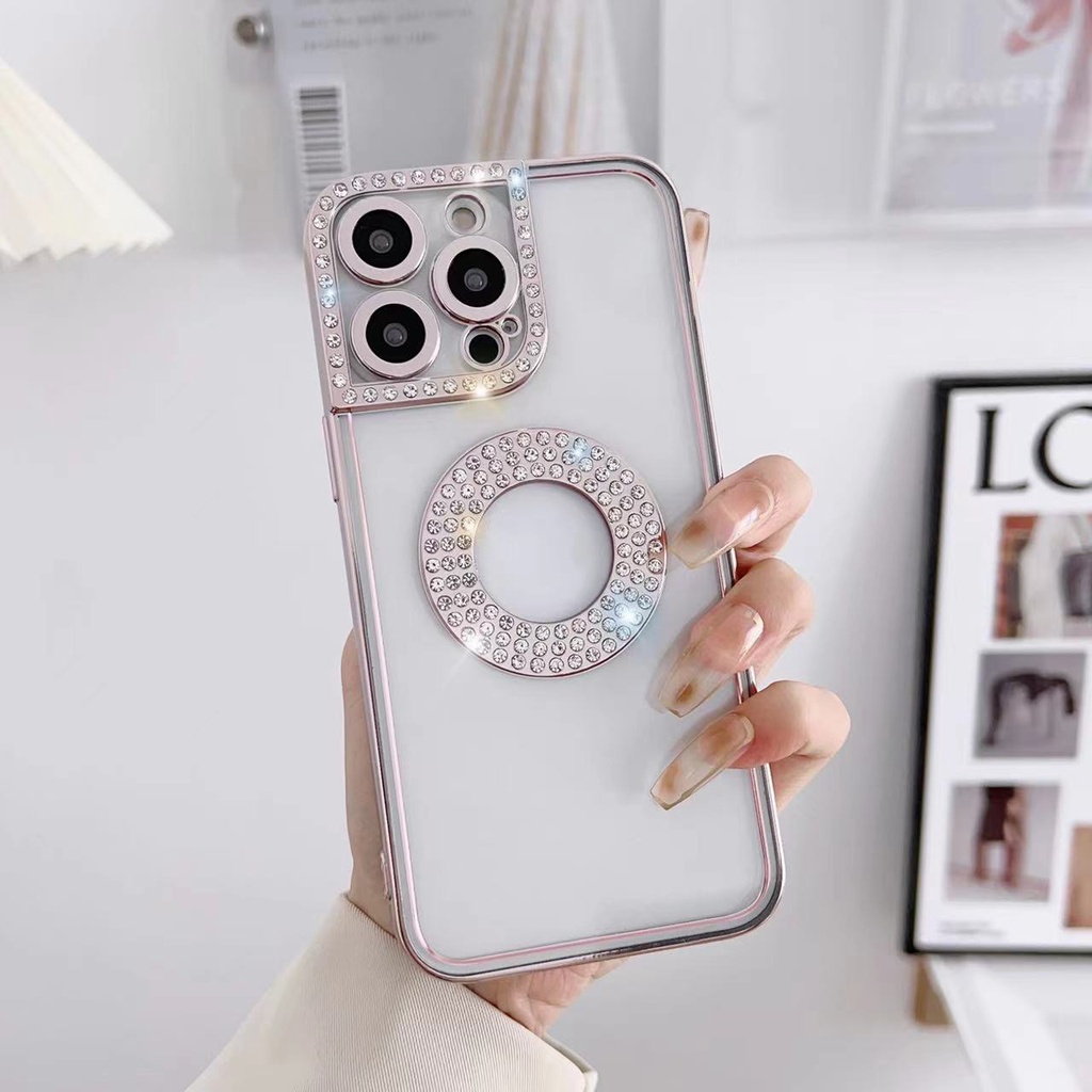 IPHONE Casing Ponsel TPU Apple Tindik Electroplated Canggih Untuk Iphone14 13 12 11 Pro Max Deluxe Shockproof Anti-slip Penutup Belakang