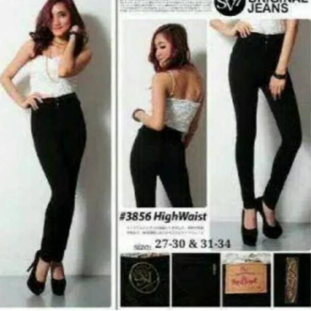 SPECIAL PRICE Celana jeans panjang highwaist wanita original sv7 warna hitam super best seller 47 49