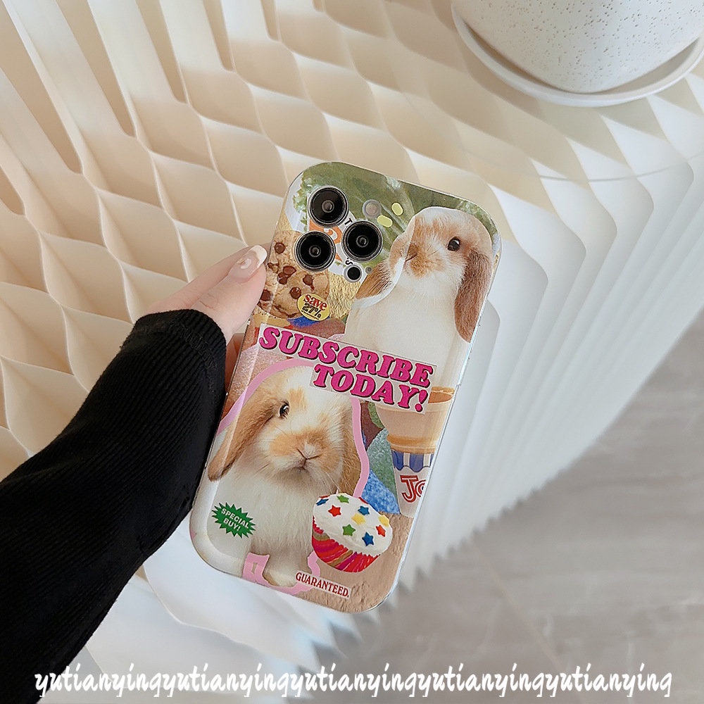 IPHONE Shockproof Airbag Casing Kompatibel Untuk Iphone14 13 11 12 Pro Max XR 6 6S 7 8Plus X XS Max SE 2020 11 Pro Max Ins Panas Lucu Kartun Kelinci Kue Cookie Lembut TPU Case Cover
