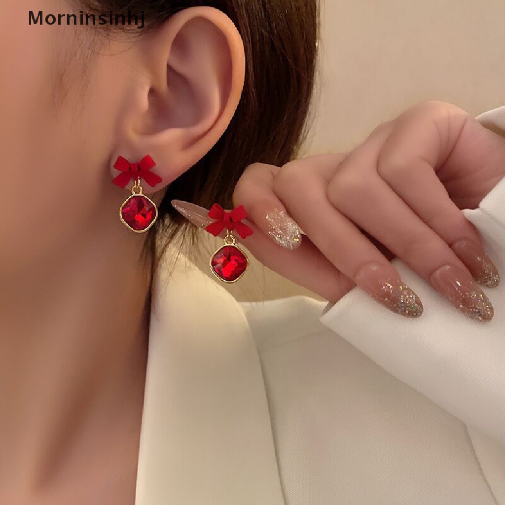 Mornin 1pasang Perhiasan Mystic Hitam Busur Menjuntai Anting Untuk Wanita Statement Square Earrings Pesta Wanita Hadiah Ulang Tahun Pesona Perhiasan id