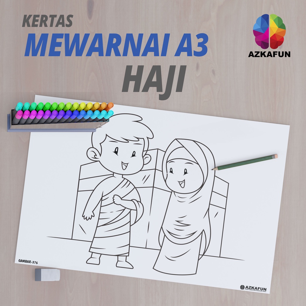 

Kertas Mewarnai A3 HAJI - Mewarnai anak