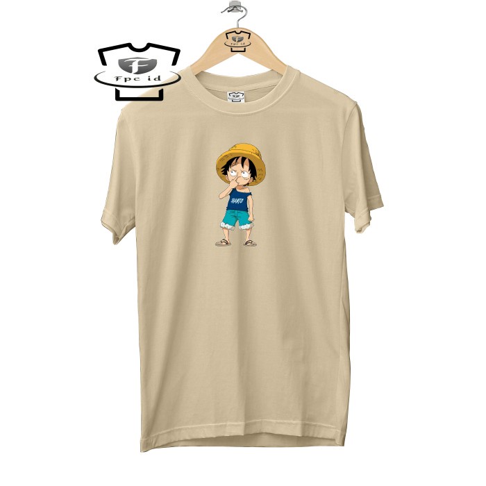 Kaos Anime One Piece Luffy Ngupil Santho Cotton Combed 30s Baju Distro - Kaos PolosPutih, S
