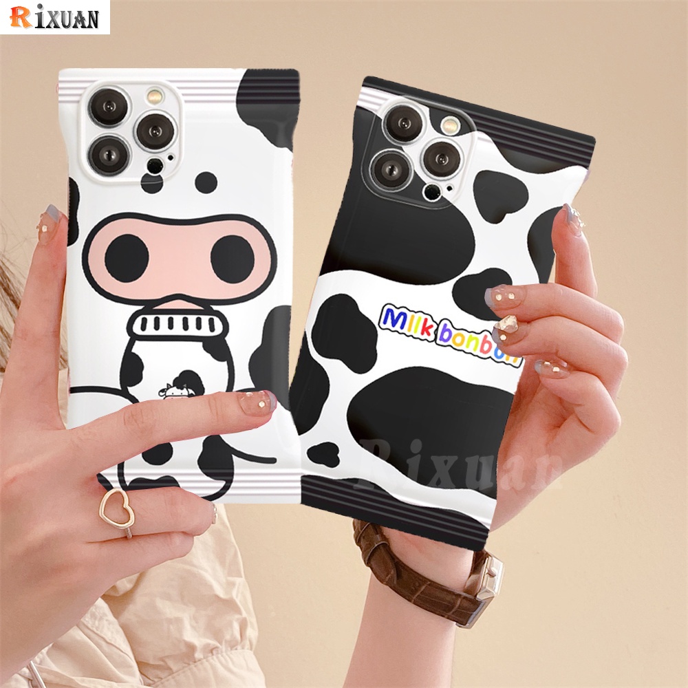 Realme C35 C30 C31 C33 RealmeC21Y C25Y C11 Realme 10 9i 8i 6i 5i 7i C25 C15 C12 C20 C3 C1 Narzo 50A Prime Milk Bonbon Motif Sapi Bentuk Permen Soft Phone Case RIXUAN