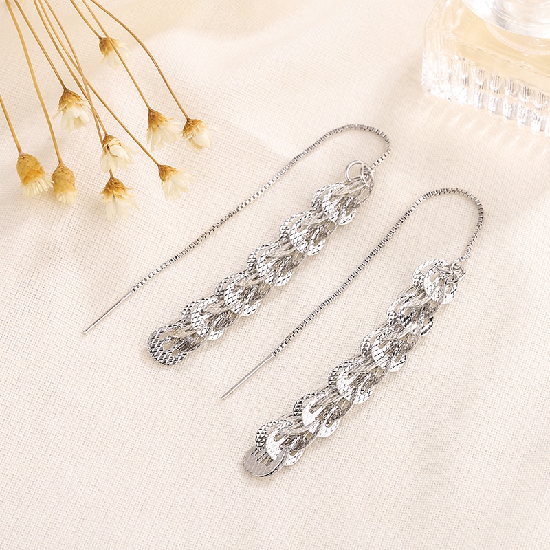 Anting Vintage Rumbai Panjang Mewah Warna Silver Gold Menjuntai Ear Hook Untuk Aksesoris Perhiasan Wanita Lady