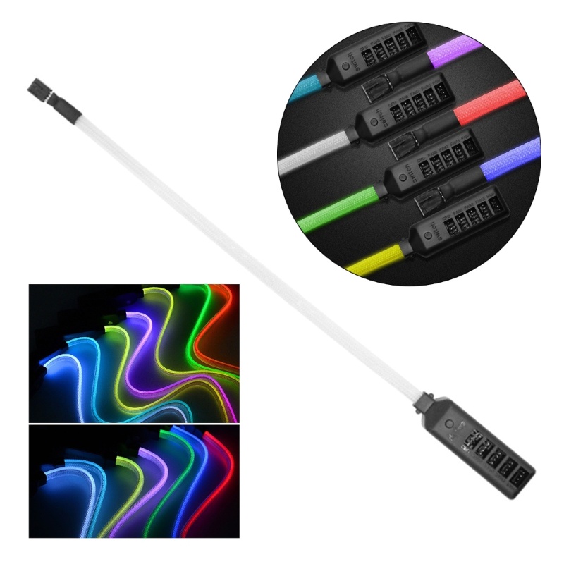 Btsg CPU PWM Fan Hub 5-Port Power Hub 1sampai5 Fan Splitter RGB Luminous Line Berlengan
