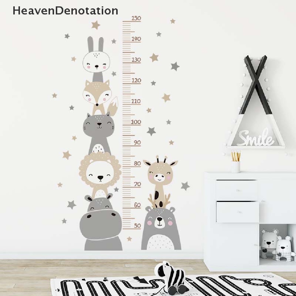 [HeavenDenotation] Gaya Warna Boho Smile Animals Bear Lion Hearts Pengukuran Tinggi Badan Ruller Stiker Dinding Untuk Kamar Anak Baby Nursery Wall Decals HDV