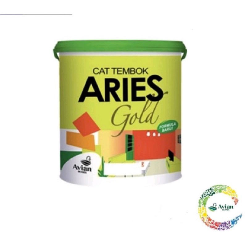 cat tembok aries gold white