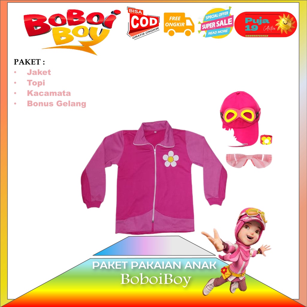 Jaket Kostum Boboiboy YAya Pink anak Perempuan