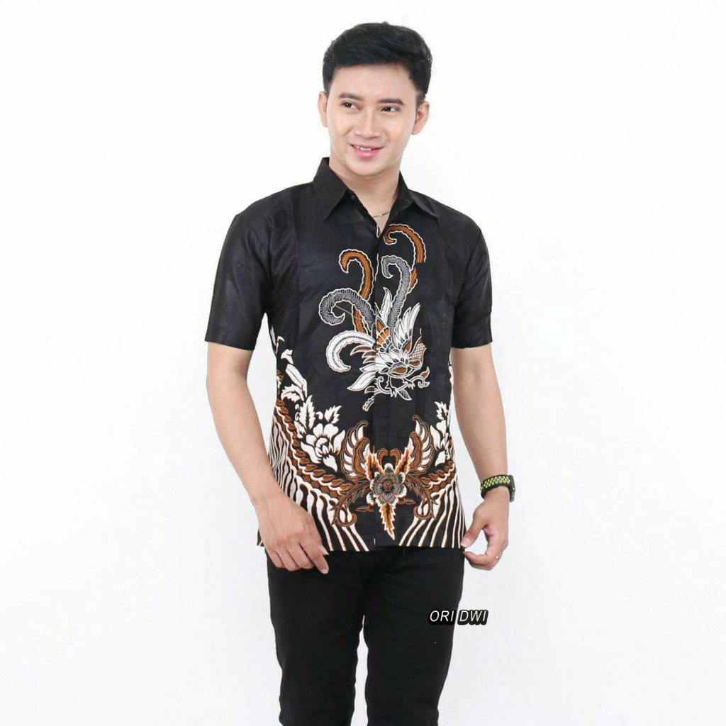 grosir batik hem pria lengan pendek beragam motif bahan adem nyaman