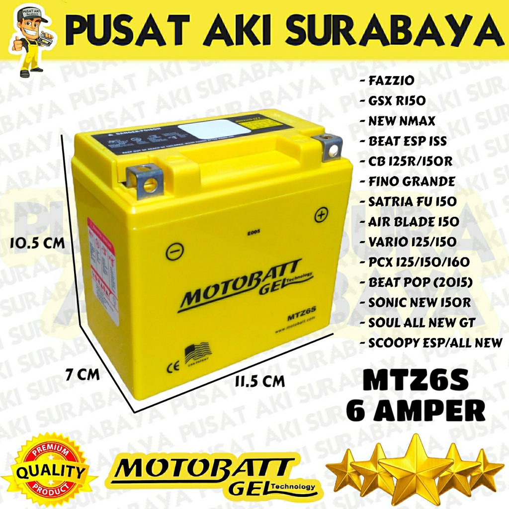 PUSAT AKI TERBAIK MOTOBATT MTZ6S GEL ACCU SEPEDA MOTOR KERING VARIO PCX CBR SATRIA FU NMAX GTZ6V YTZ6V GTZ7S