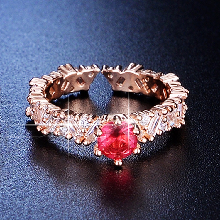 Goldkingdom Aksesoris Perhiasan Fashion Ready Stock Niche Desain Mewah Berlapis 18 K Warna Rose Gold Berlian Set Cincin Eropa Dan Amerika Micro Bertatahkan Engagement Ring