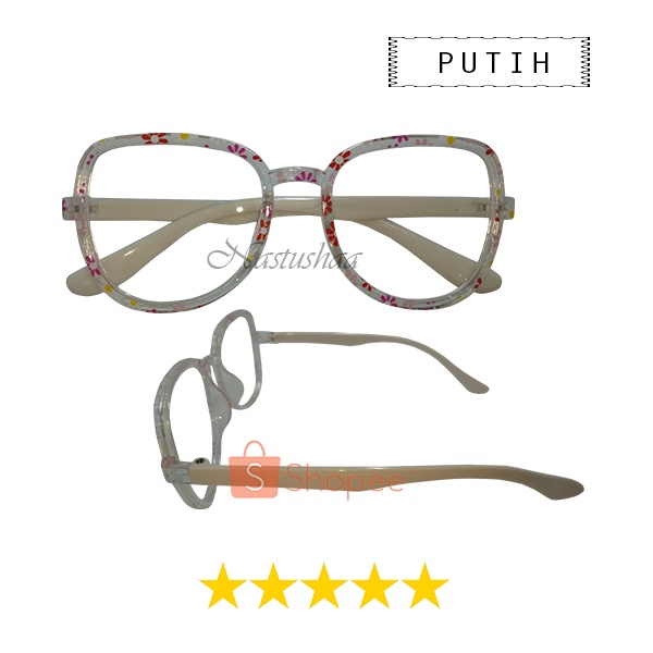 Kacamata Anak cewe Anti Radiasi Bingkai Segi 5 Cat Eye Motif Bunga Terkini Lucu Cute Kacamata Komputer Anak Lensa Blueray Fashion Korea Kids FREECASE