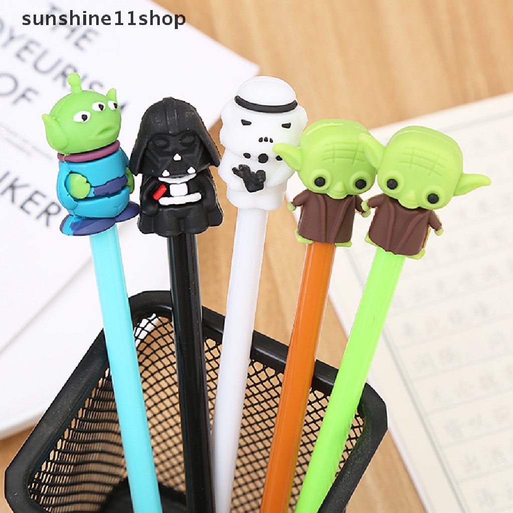 Sho 3 Pcs Kreatif Lucu Gel Pena 0.5mm Star Wars Baby Yoda Black Warrior Bai Bing Pena Netral Lucu Perlengkapan Sekolah Siswa Kantor Air Mancur Pena Alat Tulis Hadiah N