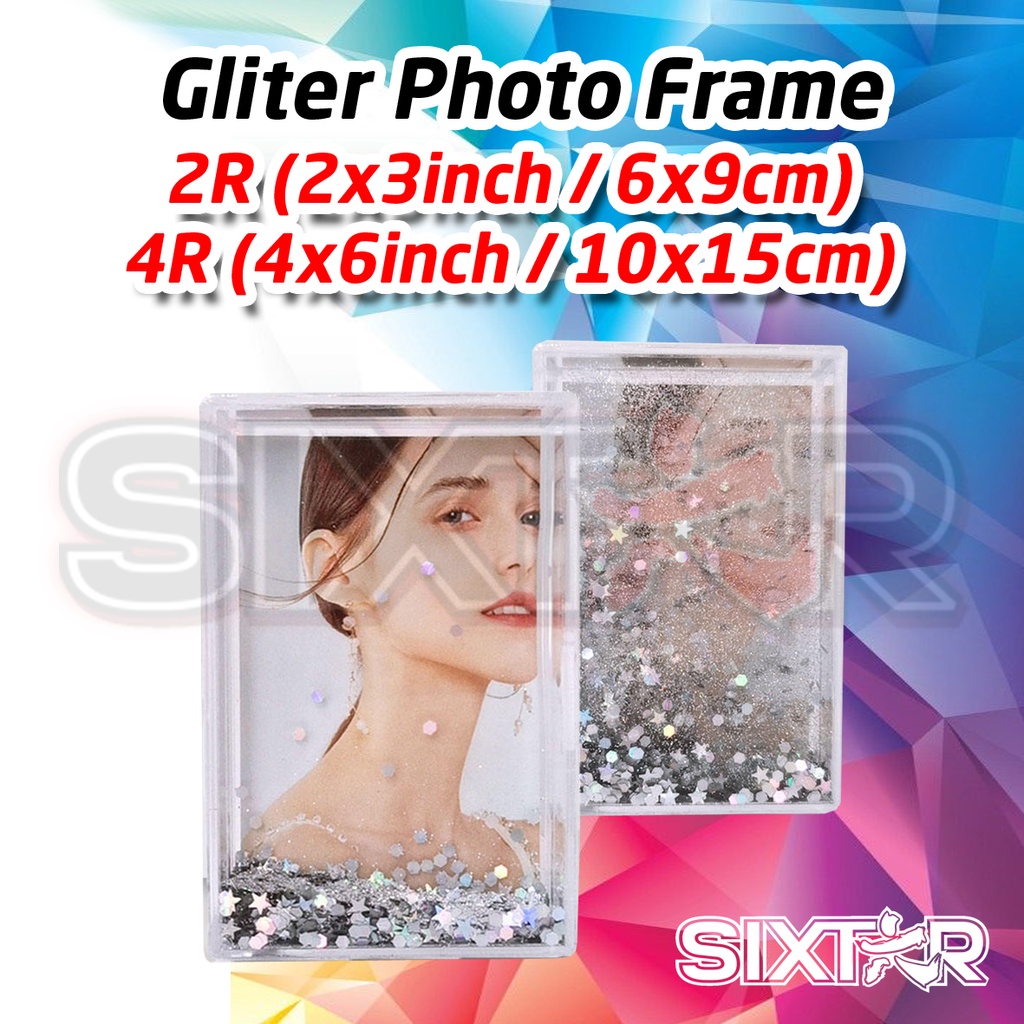 Pigura Bingkai Foto Glitter Photo Frame Holder Acrylic 2R