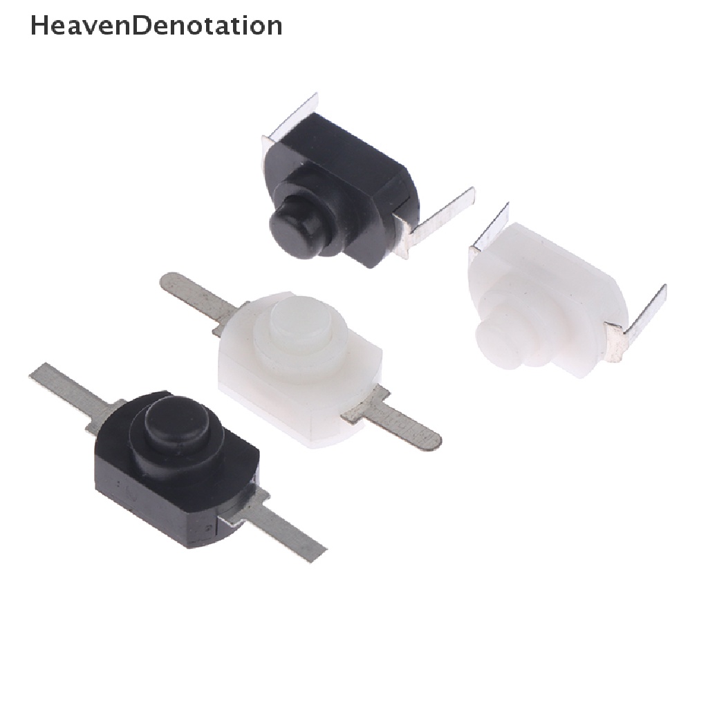 [HeavenDenotation] 10pcs DC 30V 1A Hitam Putih Saklar Tombol Tekan On Off Mini Untuk Obor Listrik HDV