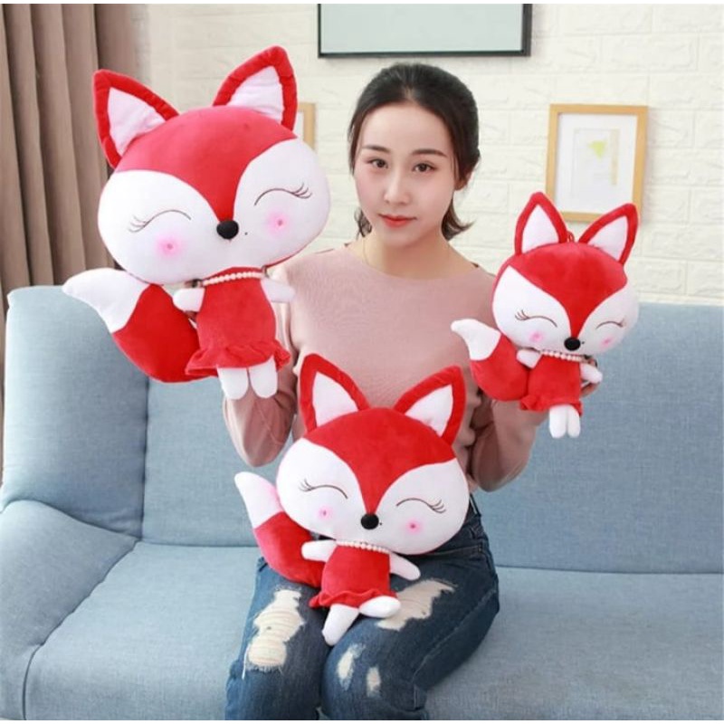 Boneka Cute Merah dan Biru Little Fox Boneka Fox Di 30Cm Hewan Kawaii plush Toy Boneka Bayi Kid's Hadiah Mini Mainan Mewah