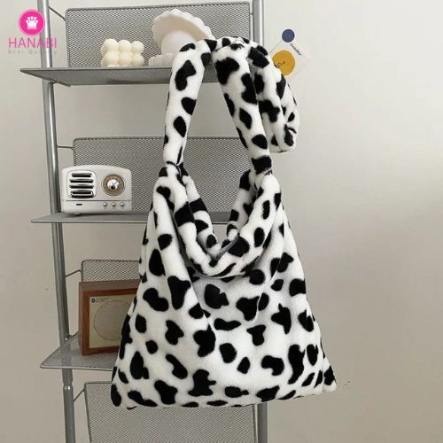 HANABI-tas selempang tas import COW tas wanita tas jalanjalan tas korea tas motif sapi tas bulu