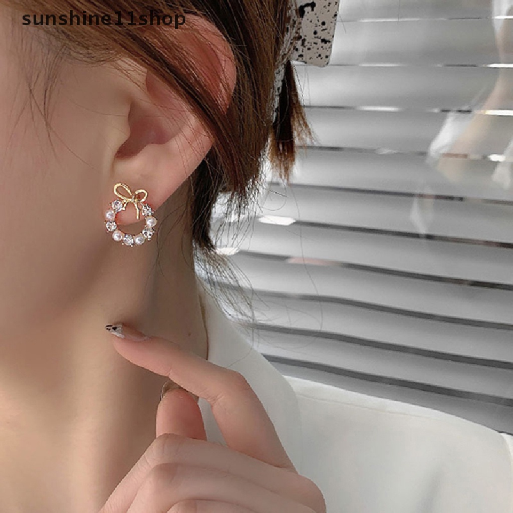 Sho Anting Mutiara Simulasi Logam Elegan Untuk Wanita Fashion Perhiasan Pesta Pernikahan Gadis Stud Earrings Jewellry N