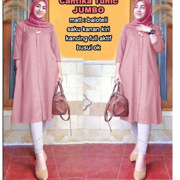 TERBARU BOOM - TUNIK CANTIKA JUMBO, L, XL, XXL , 3XL / BAJU MUSLIM WANITA JUMBO/ TUNIK JUMBO / TUNIK