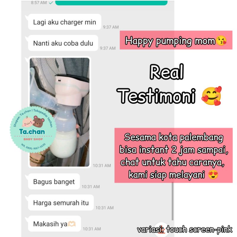 Pompa ASI elektrik portable tanpa kabel dan selang / Rechargeable Breast Pump single elektrik / Real bubee pompa adi elektrik 2 pump