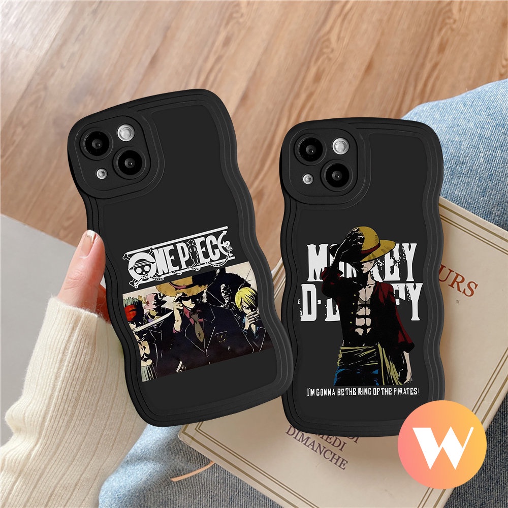 IPHONE Kartun Luffy Anime One Piece Cover Kompatibel Untuk Iphone7 6 8 6s 14 Plus XR X11 13 14 12 Pro Max XS Max SE 2020 Lembut Tpu Wavy Edge Trendy Brand Case