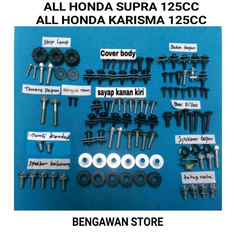 Baut karet ring bosh lengkap full set body supra 125 dan karisma 125