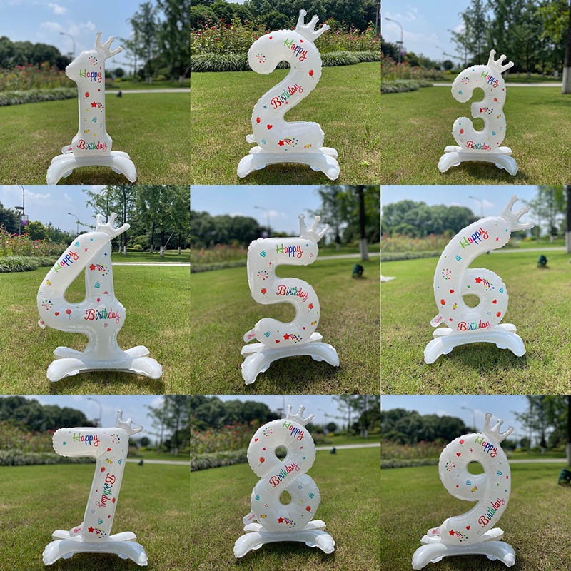 Balon Angka Ulang Tahun Anniversary Ulang Tahun 32inci Standing Crown Mahkota Balon Happy Birthday Dekorasi Pesta Anak Properti Foto Adegan