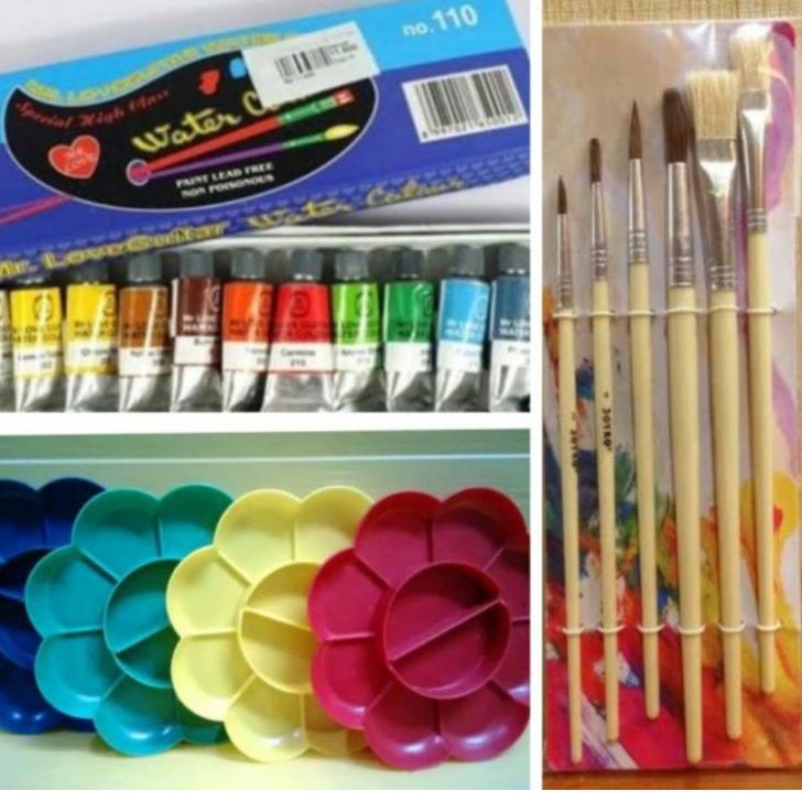 

IdZ5l5K PAKET MELUKIS 3 in 1 Palet Kuas Cat Air lukis ART SET murah