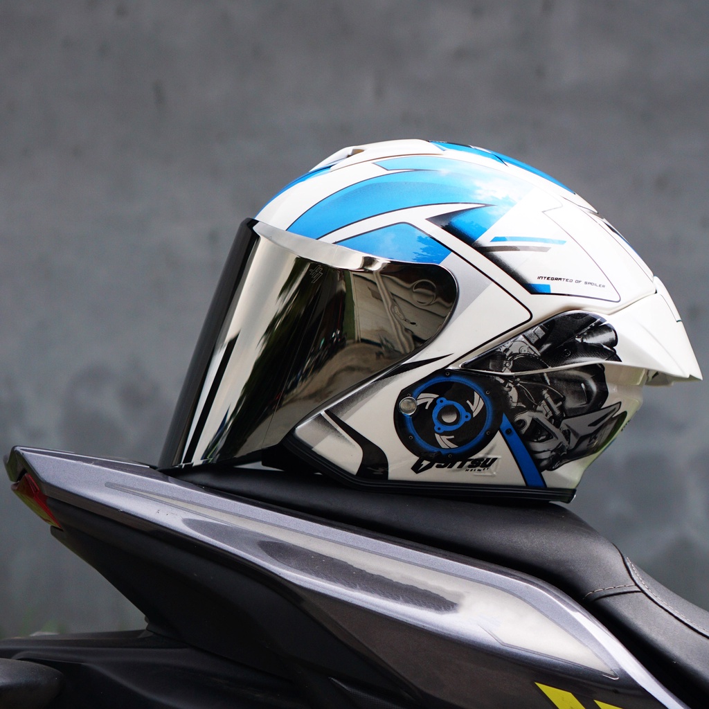 Helm Jitsu Moto Engine White Blue SNI