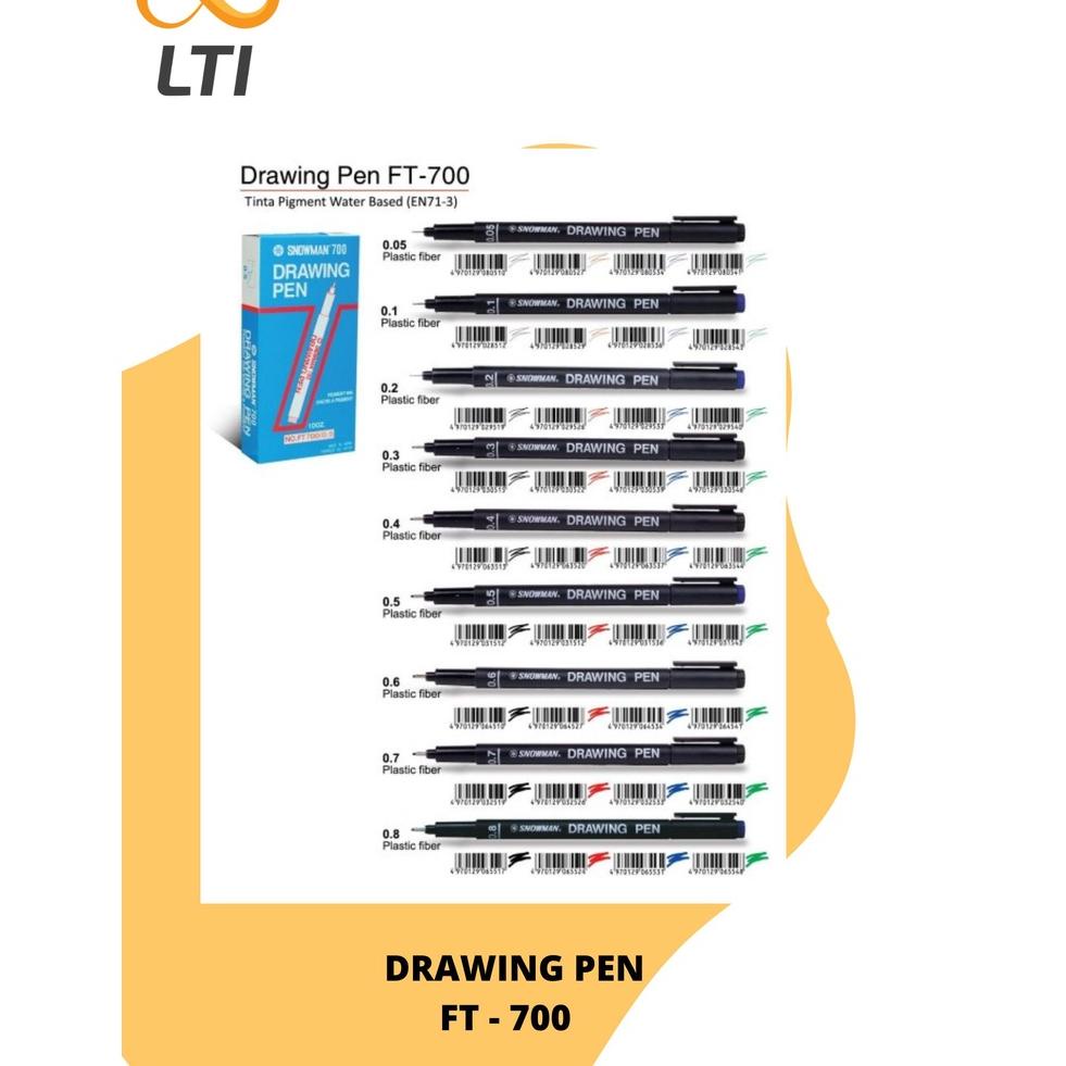 

J80 Snowman Drawing Pen FT - 700 HITAM Pena Gambar TERMURAH 0.05 - 0.7 BIG DISKON ツ