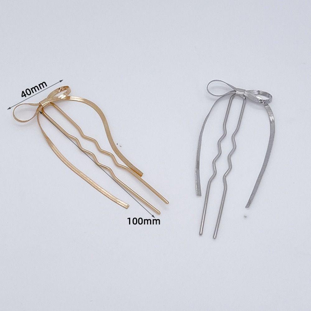 Bow Hair Stick Trendy Fashion Hanfu Cheongsam Hiasan Kepala Gaya Korea Untuk Wanita Jepit Rambut Berbentuk U