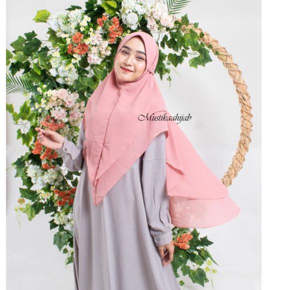 ✪ Jilbab Hijab Kerudung Bergo Tali Instan Khimar Livy Syari Non Pet Pinguin 2 Layer Ceruty Babydoll 