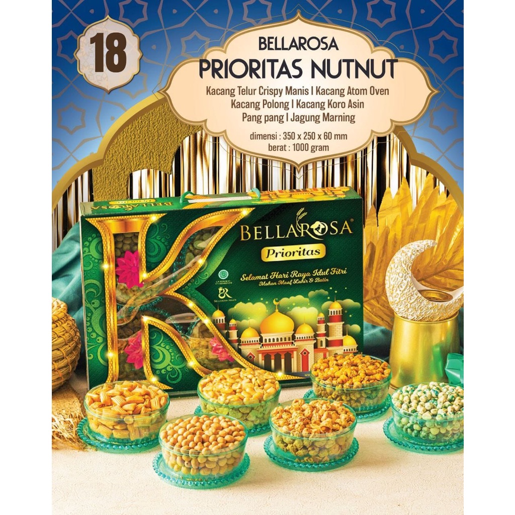 BELLAROSA 2023 PRIORITAS NUT NUT PARCEL LEBARAN ISI 6 VARIAN KACANG, PANG PANG, KACANG KORO ASIN, KA