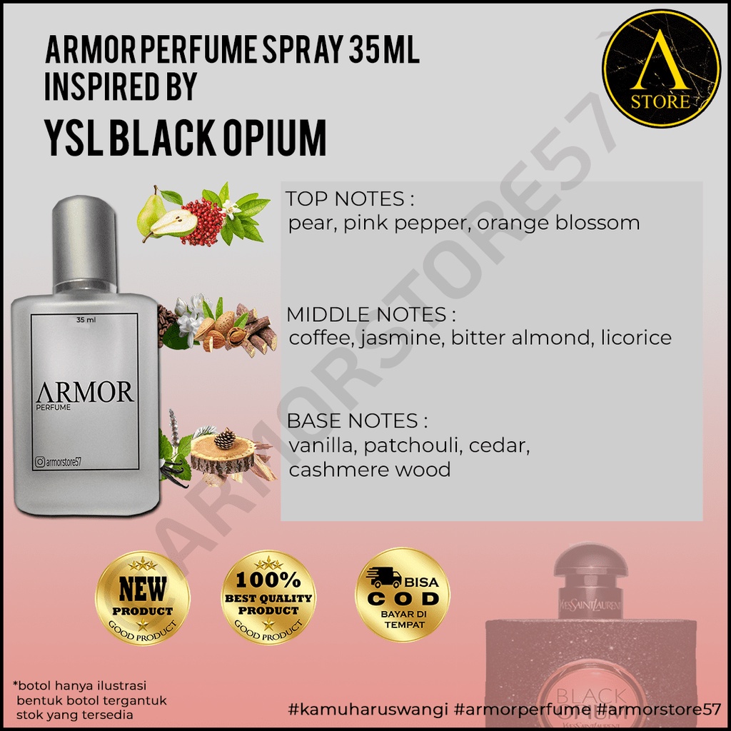 ARMOR PERFUME SPRAY 35 ML INSPIRED BY ÝSL BLACK OPIUM PARFUM WANITA VIRAL TIKTOK BISA COD BAYAR DI T