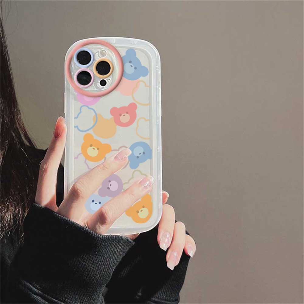 Soft Case Warna Warni Samsung A13 A03 A03S A02S A30S A11 A12 A51 A30 A50 A52 A20S A10S M11 M12 J7 Pro J7 Prime J4 Plus Kartun Beruang Lucu Silikon Fallable Phone Cover