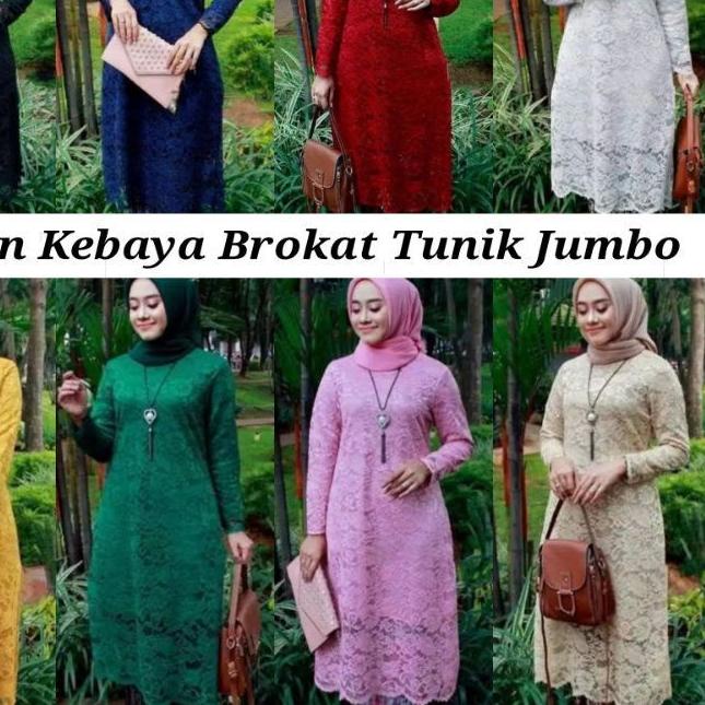 ➭ Atasan kebaya brokat tunik jumbo / kebaya tunik hitam /kebaya tunik navy /kebaya brokat ✦