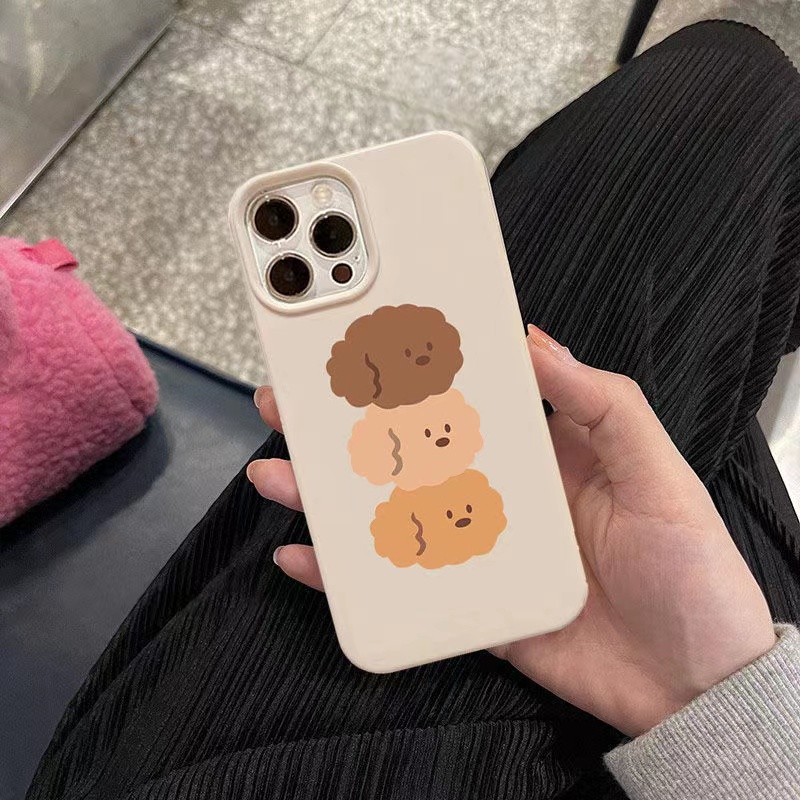 Ins Anjing Keriting Cocok Untuk Iphone14 14pro 14plus 13 13pro 13prm iPhone 11 7Plus 8Plus Xr XS 13 12 Pro Max Empat Sudut Casing Ponsel Tahan Guncangan