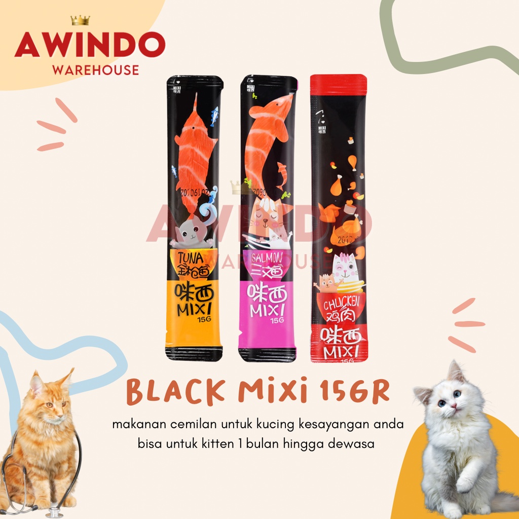 MIHEI CREAMY CAT - Makanan Snack Cemilan Kucing Adult Kitten MIHEI Hitam Cat Strips 15gr