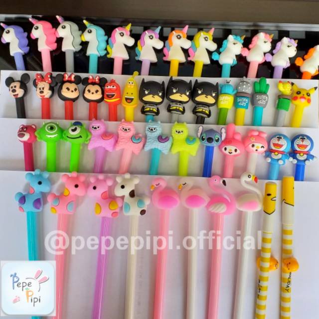 12 pcs Pena Campur Karakter 1 Lusin Mix Pulpen Bolpen Bolpoint Bollpoint Tinta Hitam Biru