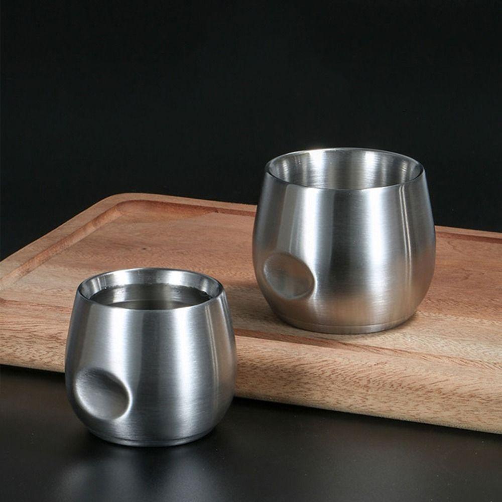 【 ELEGANT 】 Cangkir Kopi Latte Cappuccino Anti Melepuh Travel Stainless Steel Double Walled Perlengkapan Minum