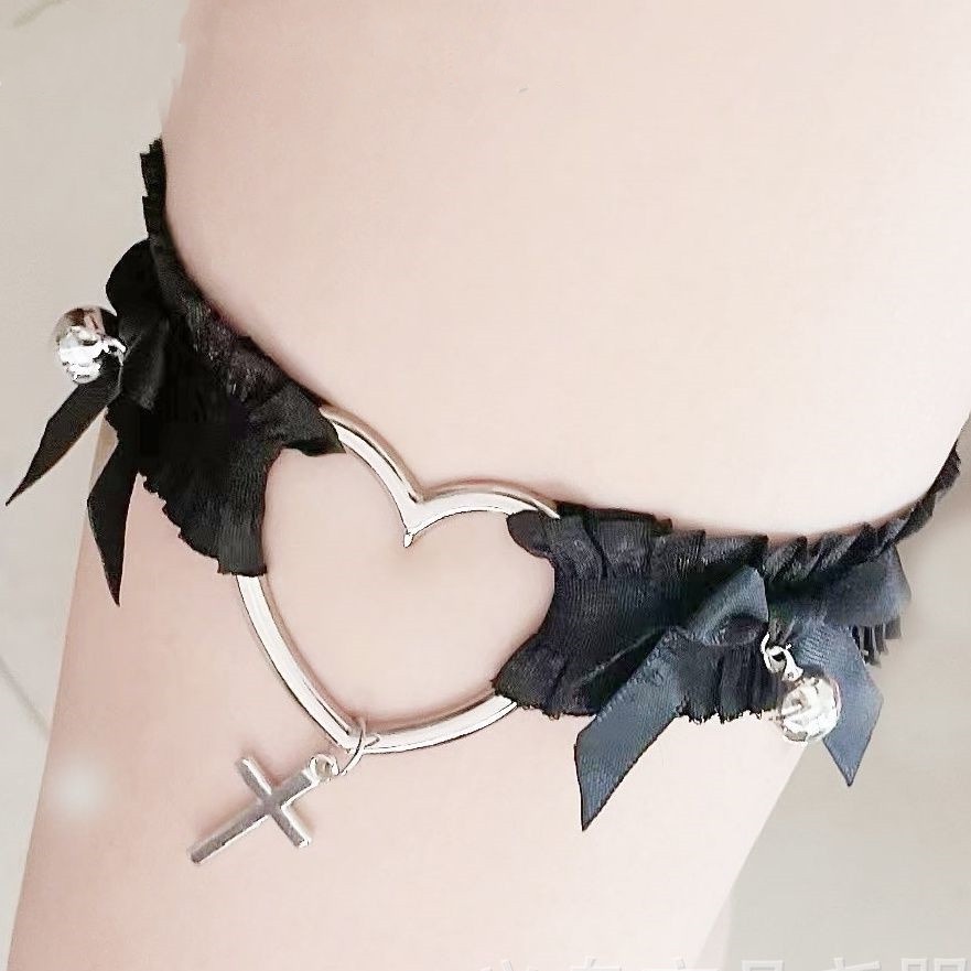 Lucu Sexy Cinta Hati Cross Lace Choker Untuk Wanita Jk Fashion Punk Busur Bell Kaki Cincin Adjustable Kalung Perhiasan Pesta