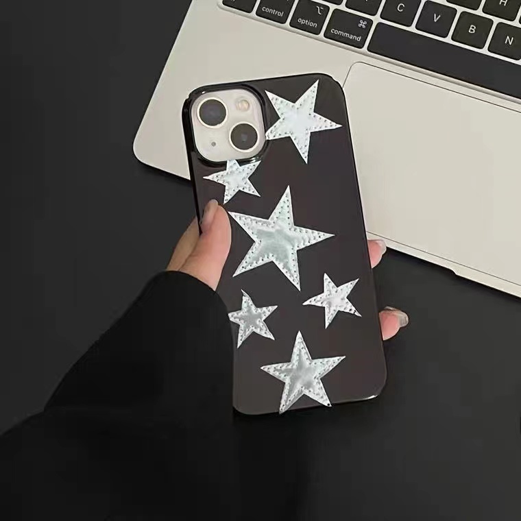 IPHONE Ins Bintang Perak Cocok Untuk Iphone14 14pro 14plus 13 13mini 13pro 13prm iPhone12 7Plus 8Plus Xr XS 13 12mini Pro Max Empat Sudut Casing Ponsel Tahan Guncangan