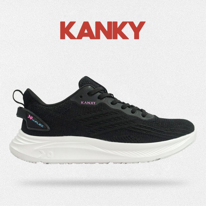 (COD) Kanky Yuga Ikebana - Sepatu Sneakers Casual Sport Sekolah Wanita - Black, 39