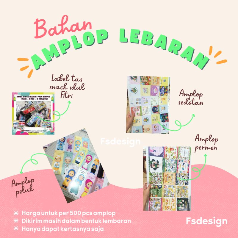 

500pcs (reseller) bahan amplop lebaran viral unik