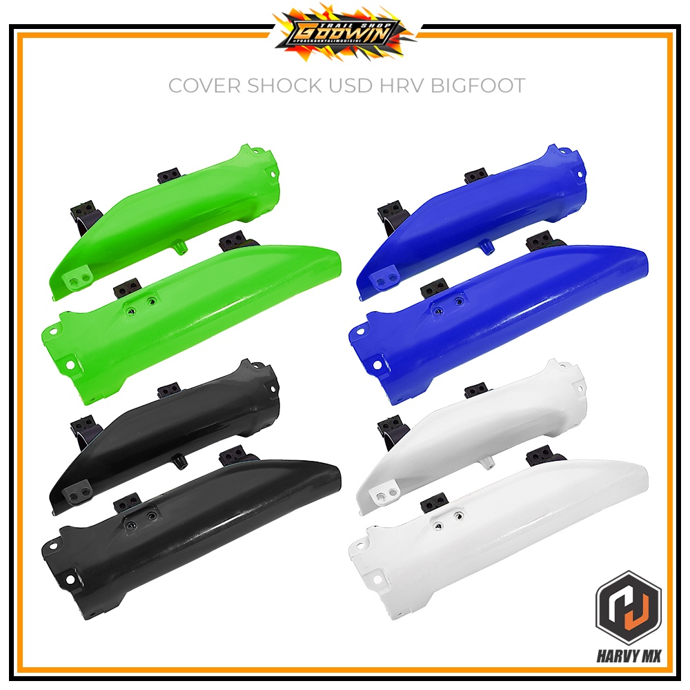 Cover Tutup Upsidedown USD Shock Depan HRV KlX 150 S BIGFOOT DTRACKER NEW Hijau hitam orange putih