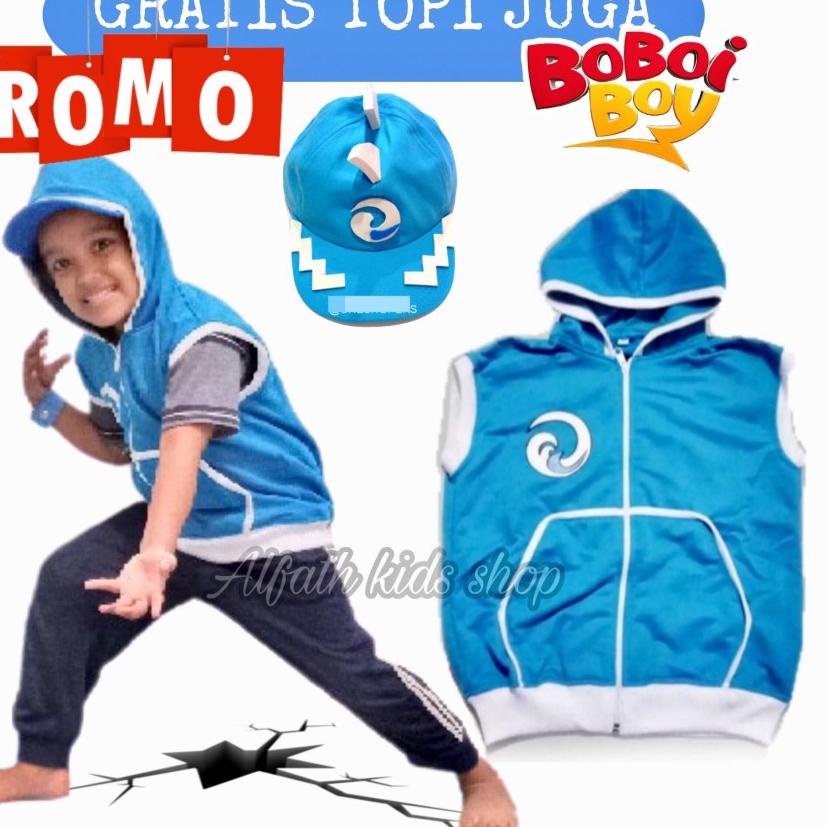 ♡ BAJU BOBOIBOY AIR SET TOPI DAN ROMPI / JAKET ROMPI BOBOIBOY ANAK / KOSTUM BOBOIBOY AIR / SETELAN B