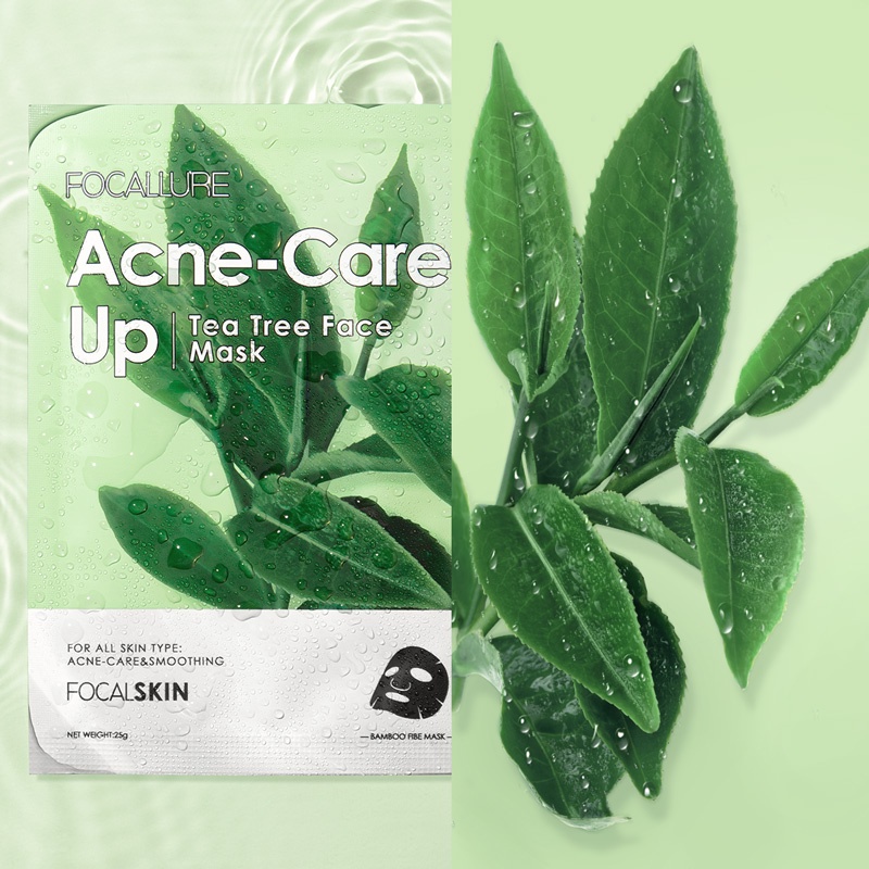 Focallure Brighten Up VIT C Facemask &amp; Acne Care tea tree Facemask /  sheet mask masker wajah acne dan brightening focallure - untuk mencerahkan dan kulit berjerawat