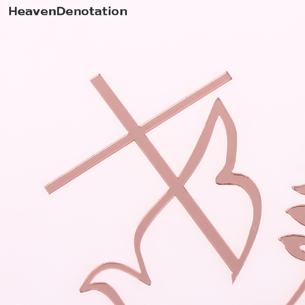 [HeavenDenotation] Dove Cross Topper Hiasan Insert Kue Akrilik Minimalis Perjamuan Pertama HDV